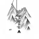 snowboard chairlift mountain tattoo design idea