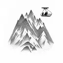 snowboard chairlift mountain tattoo design idea