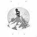snowboard chairlift mountain tattoo design idea