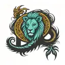 Leo scale with Scorpio cancer, and Leos added symbols with Capricorn symbols, balanced out and manly tattoo design idea