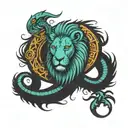 Leo scale with Scorpio cancer, and Leos added symbols with Capricorn symbols, balanced out and manly tattoo design idea