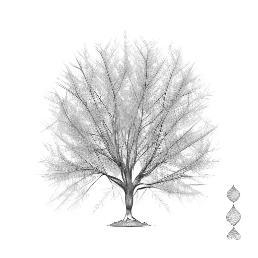 willow tree long branches  tattoo design idea