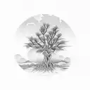 willow tree long branches  tattoo design idea