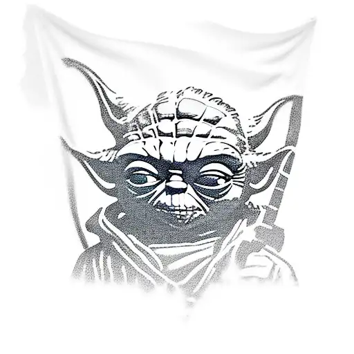 Yoda standing in front of a gadsden flag tattoo design idea
