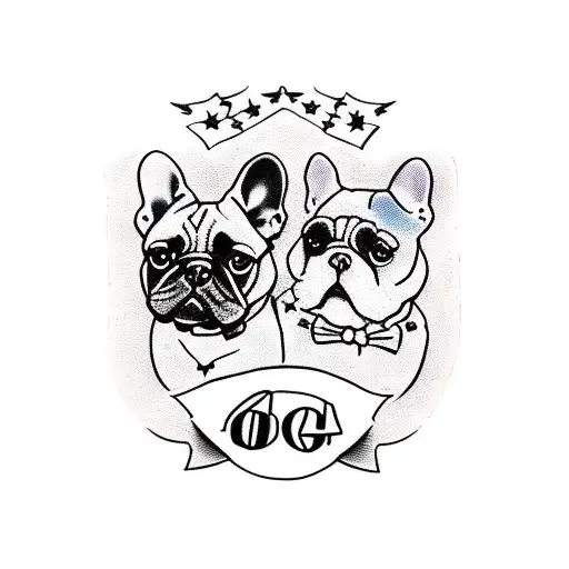 2 dogs (french bulldog and a yorkshire terrier mini tattoo design idea