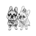 2 dogs (french bulldog, yorkshire terrier mini tattoo design idea