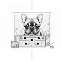 2 dogs (french bulldog, yorkshire terrier mini tattoo design idea