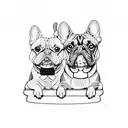 2 dogs (french bulldog, yorkshire terrier mini tattoo design idea