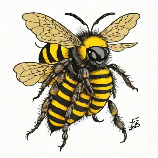 bee with hive honey colm tattoo design idea