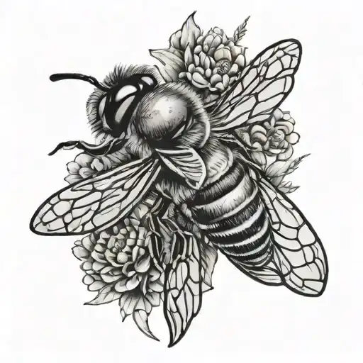 bee surrounded by beehive background tattoo design idea
