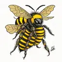 bee with hive honey colm tattoo design idea