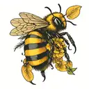 bee with hive honey colm tattoo design idea