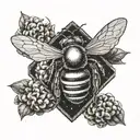 bee surrounded by beehive background made with linework tattoo design idea