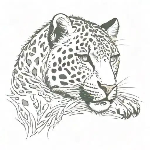 skythian style snow leopard tengri  tattoo design idea