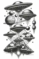 UFO ALIENS PLANETS tattoo design idea