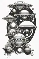 UFO ALIENS PLANETS tattoo design idea