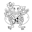 A frog playing a guitar on a lily pad tattoo design idea
