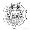 A frog playing a guitar on a lily pad tattoo design idea