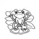 A frog playing a guitar on a lily pad tattoo design idea