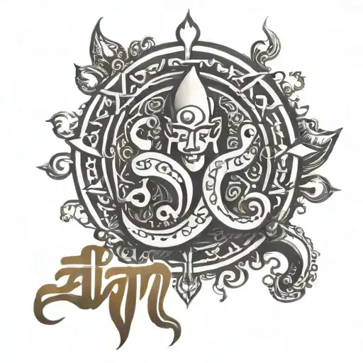 a powerful tatto with clean hindi text saying Aham  tattoo design idea