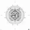 Compass surrounded by moon tattoo design idea