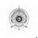 Compass surrounded by moon tattoo design idea