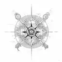 minimalistic Compass surrounded by moon tattoo design idea