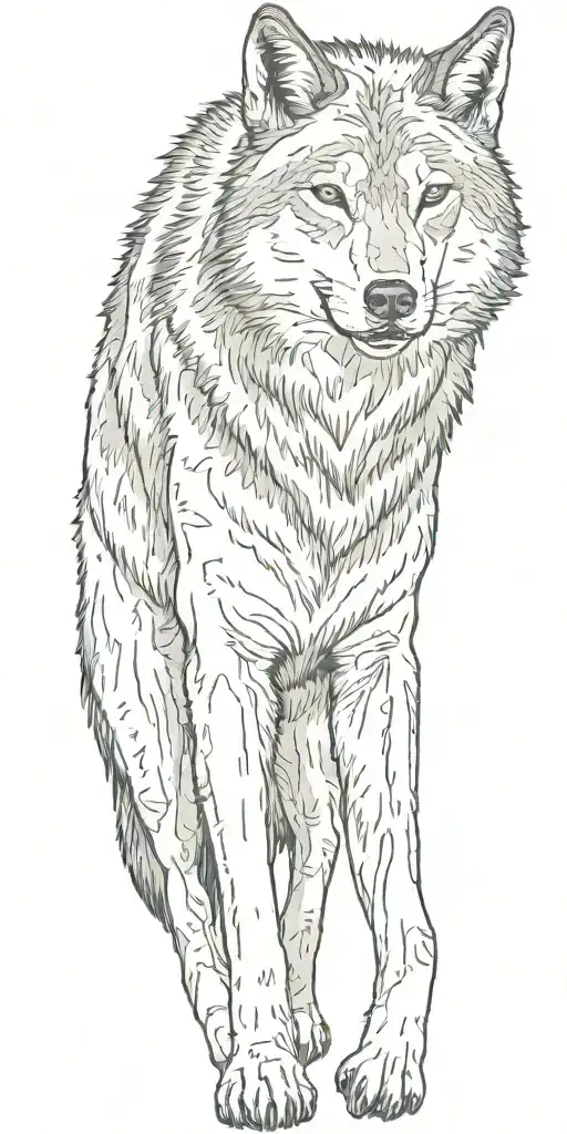 woods, single wolf, open night sky tattoo design idea