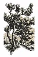 olive trees with man praying  tattoo design idea