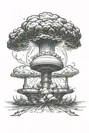 Nuclear explosion sketch on tattoo design idea