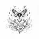 name 'Sathya' in a cursive font with a heart and a butterfly  tattoo design idea