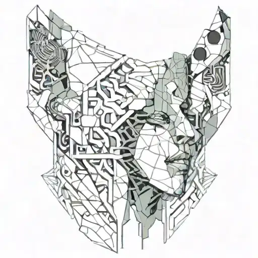 Cybernetic Throat Geometric tattoo design idea