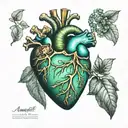anatomically correct heart gem blue green tattoo design idea