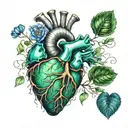anatomically correct heart gem blue green tattoo design idea