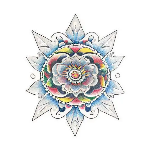 flores y mandalas tattoo design idea