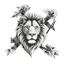 A lion's head made up of intricate trading graphs and charts tattoo design idea