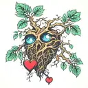 poison tree with heart roots spreading tattoo design idea