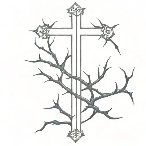 orthodox cross wrapped in thorns tattoo design idea