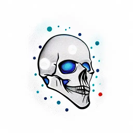 skull space suit ocean tattoo design idea