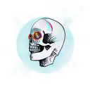 skull space suit ocean tattoo design idea