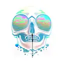 skull space suit ocean tattoo design idea