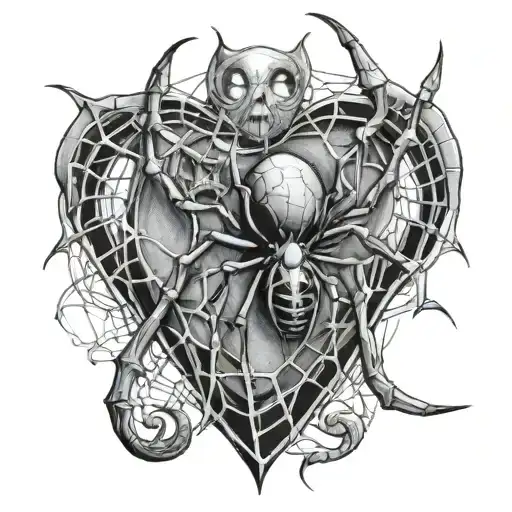 The spider and the anatomical correct heart in his web tattoo design idea