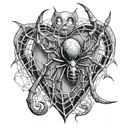 The spider and the anatomical correct heart in his web tattoo design idea