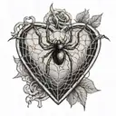 The spider and the anatomical correct heart in his web tattoo design idea