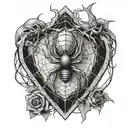 The spider and the anatomical correct heart in his web tattoo design idea