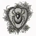 The spider and the anatomical correct heart in his web tattoo design idea