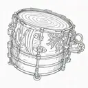 a silver steel drum musical instrument in the heart of Barbados  tattoo design idea