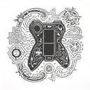 Combine a classic video game controller with symbols from The Legend of Zelda: Ocarina of Time in a blackwork design tattoo design idea