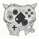 Combine a classic video game controller with symbols from The Legend of Zelda: Ocarina of Time in a blackwork design tattoo design idea