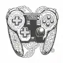 Combine a classic video game controller with symbols from The Legend of Zelda: Ocarina of Time in a blackwork design tattoo design idea